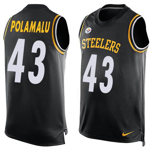 Nike Steelers #43 Troy Polamalu Black Team Color Men's Stitched NFL Limited Tank Top Jersey